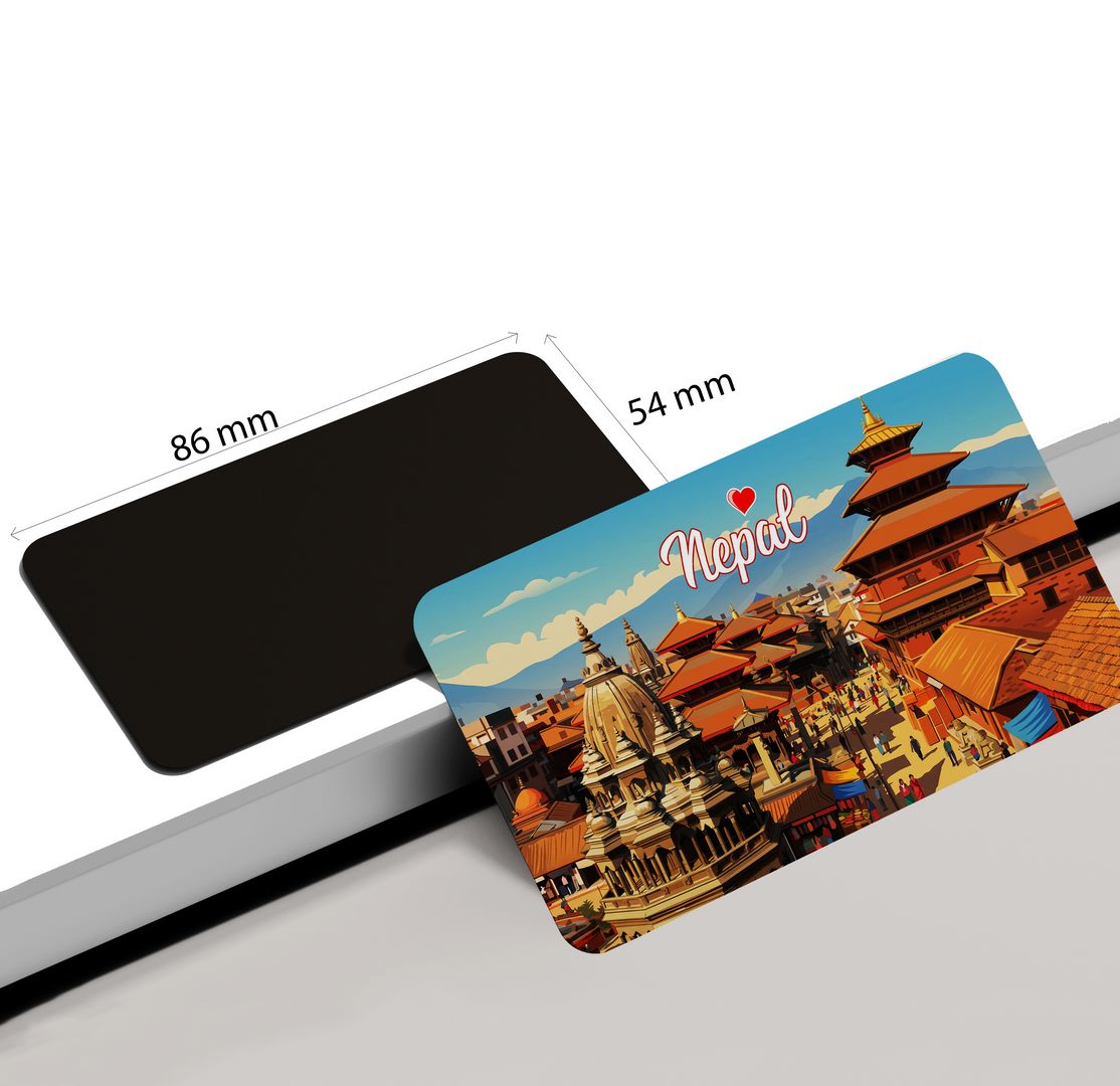 dhcrafts Rectangular Fridge Magnet Multicolor Nepal Design Pack of 1 (8.6cm x 5.4cm)
